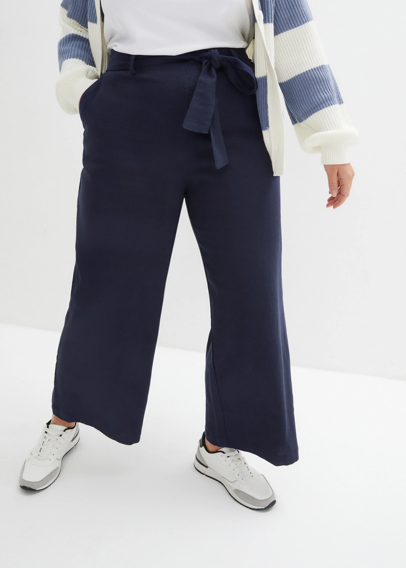 Culotte in een lichte linnenmix • donkerblauw plus size • bonprix online shop