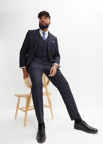 Oblek s vestou a kravatou, střih Slim Fit (4dílná souprava), barva: tmavě modrá /modrá