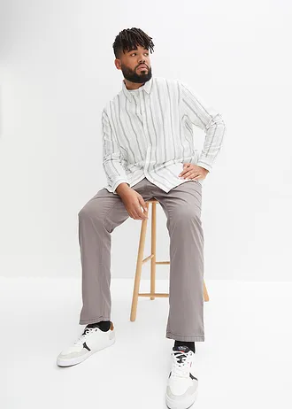 Regular fit twill broek van katoen, straight, Kleur: rookgrijs