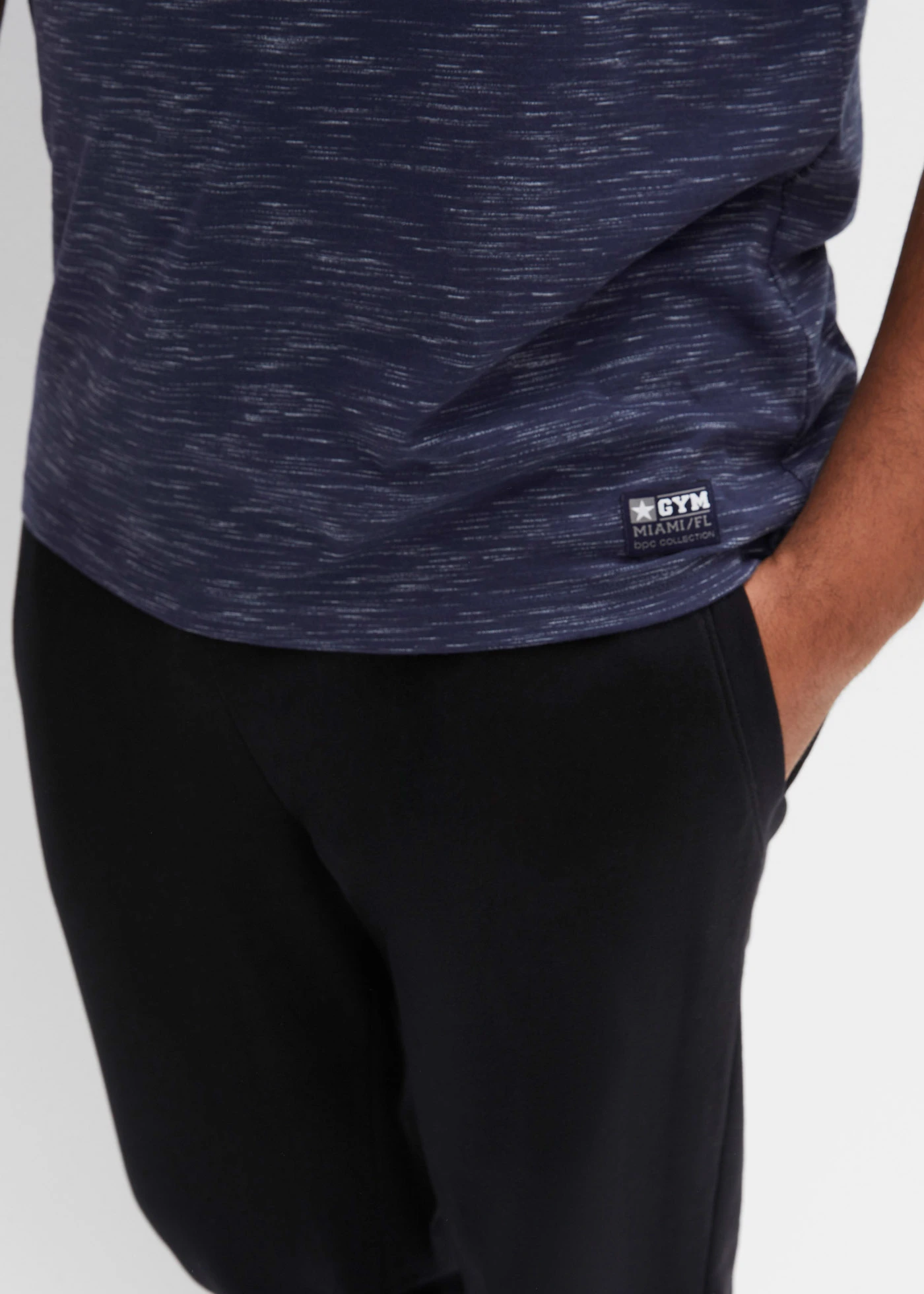 Lot de 2 T-shirts • bleu foncé chiné + gris chiné plus size • Boutique bonprix