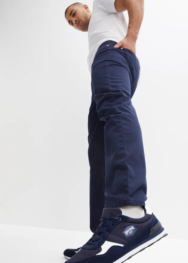 Regular fit instapbroek van puur katoen, straight • donkerblauw • product-page.page-title-suffix