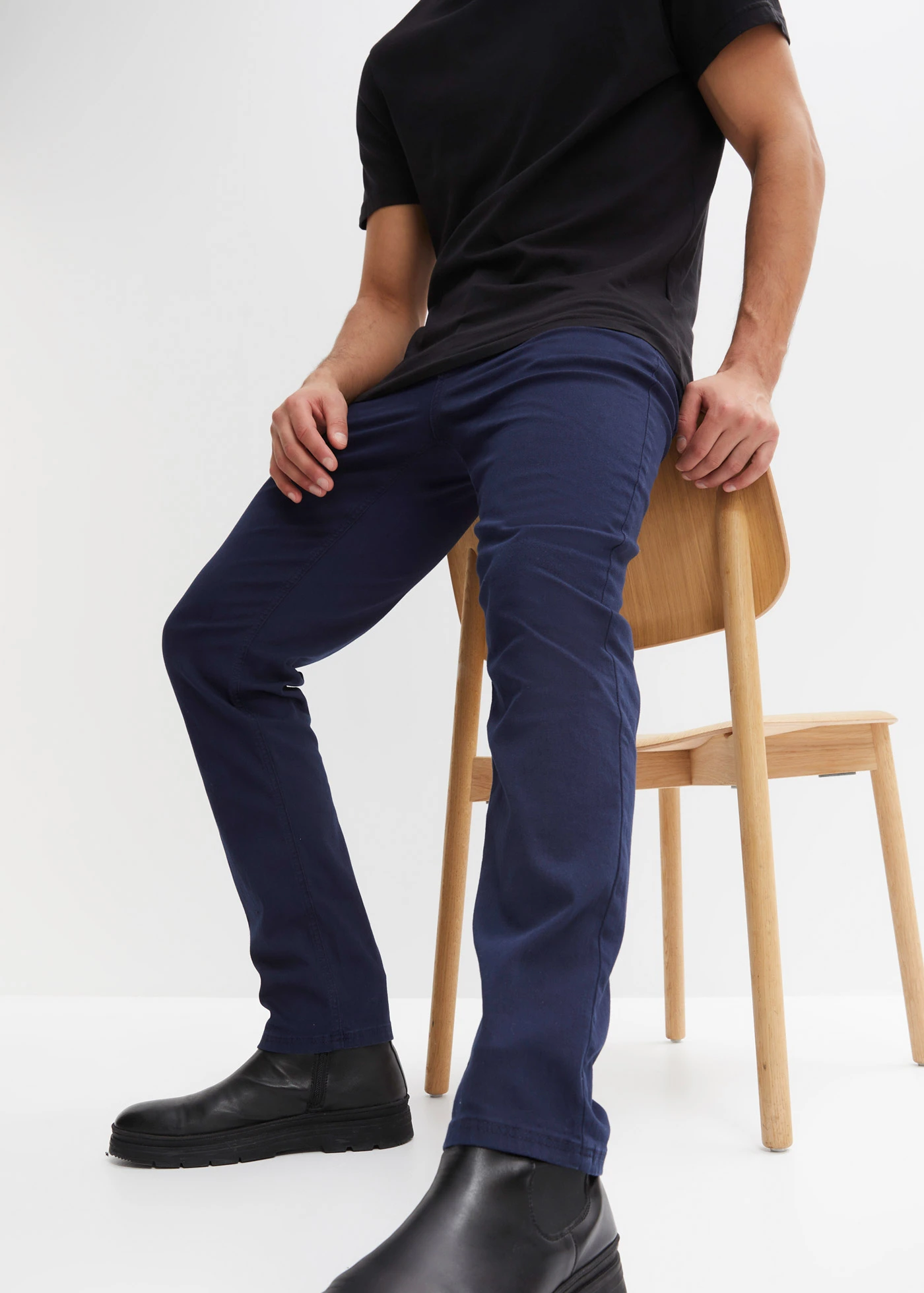 Regular fit stretch broek, straight • donkerblauw • bonprix online shop