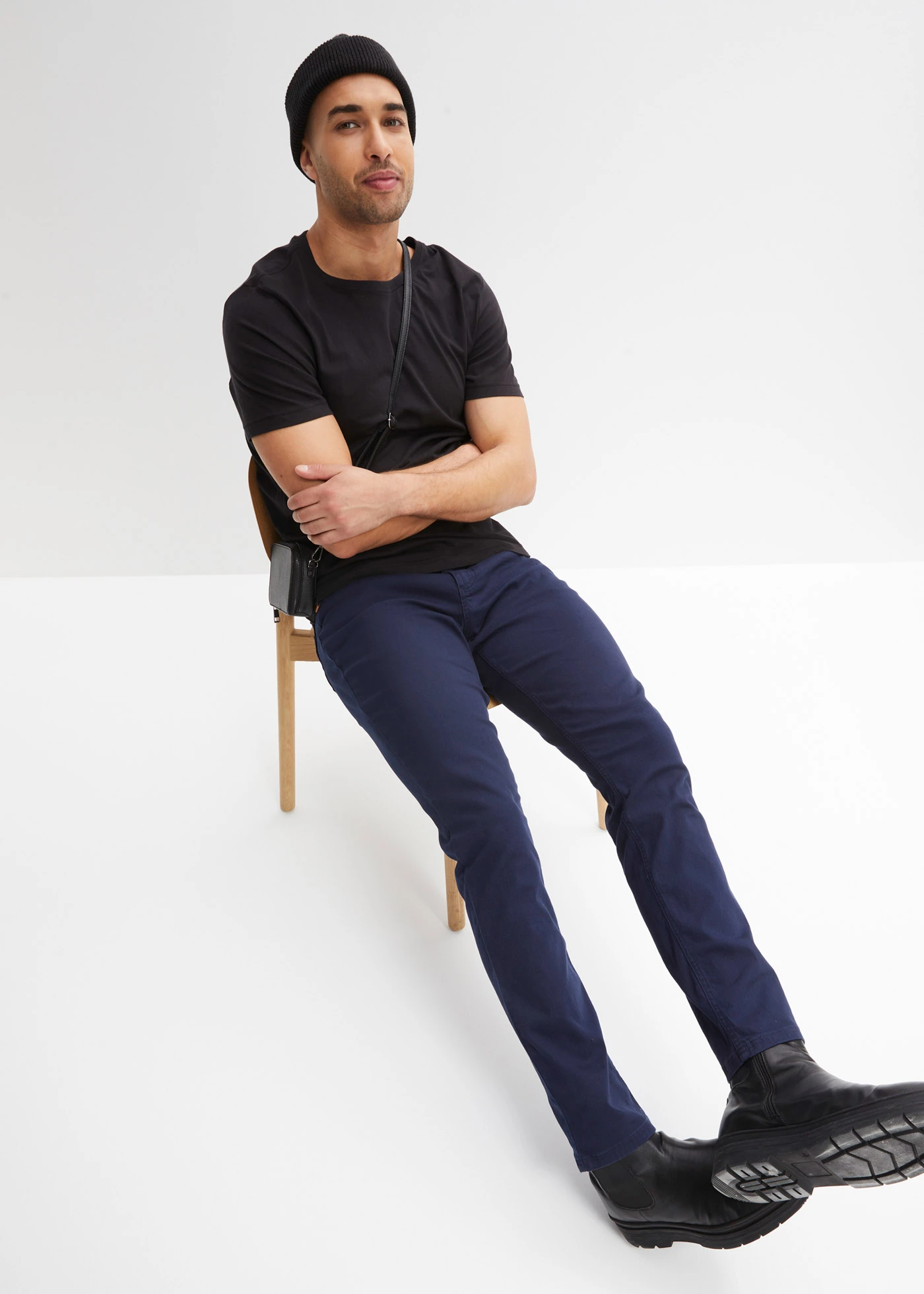 Regular fit stretch broek, straight • donkerblauw • bonprix online shop