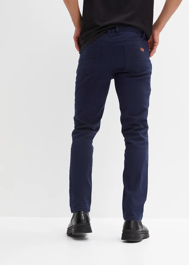 Regular fit stretch broek, straight, Kleur: donkerblauw