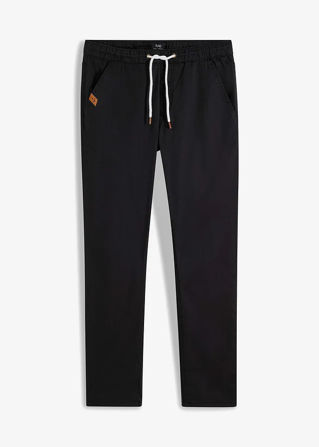 Pantalon droit regular et extensible à taille élastiquée