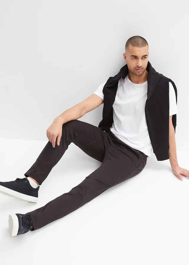 Pantalon droit regular et extensible à taille élastiquée • noir • product-page.page-title-suffix