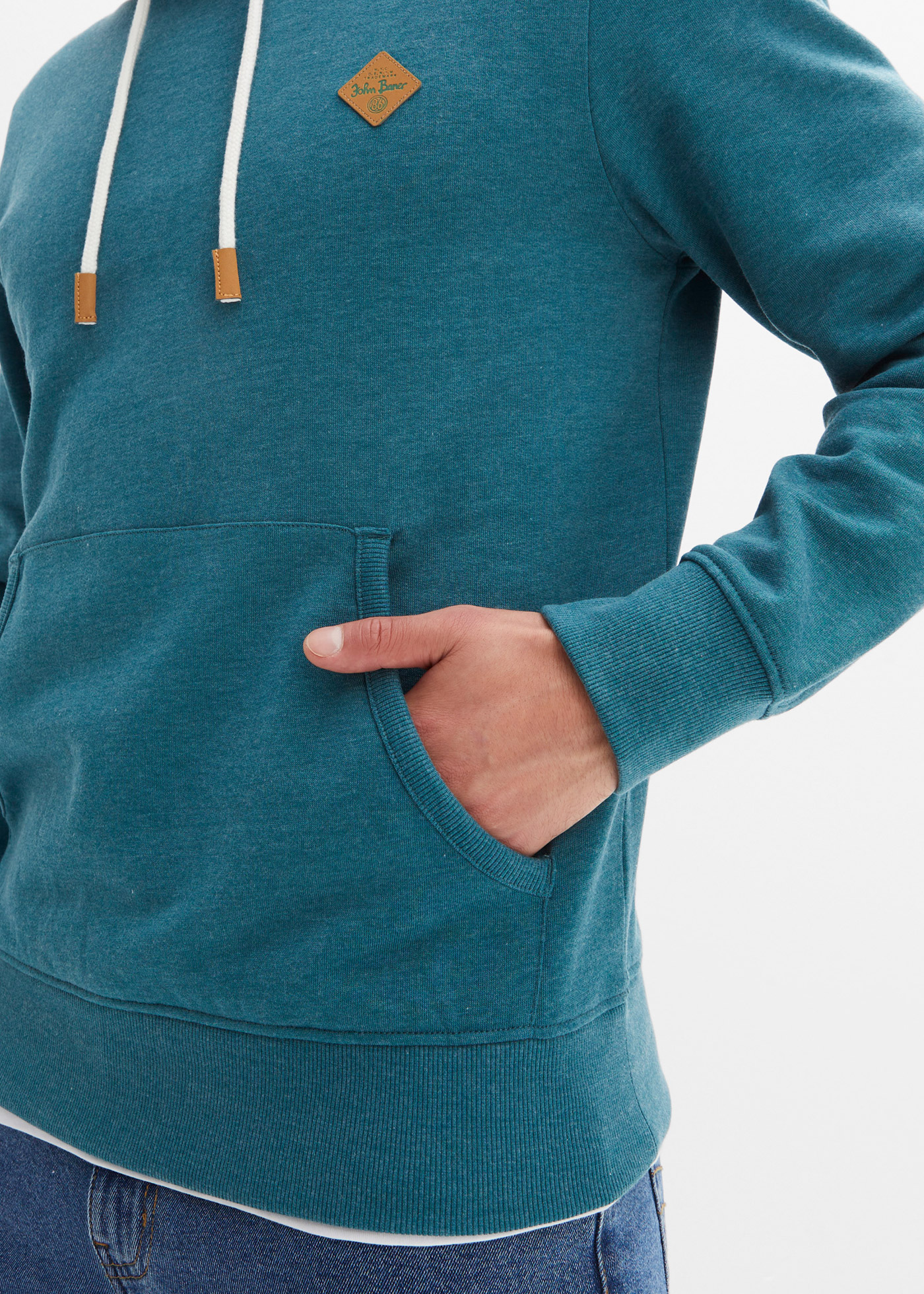 Sweat à capuche • vert foncé chiné • Boutique bonprix