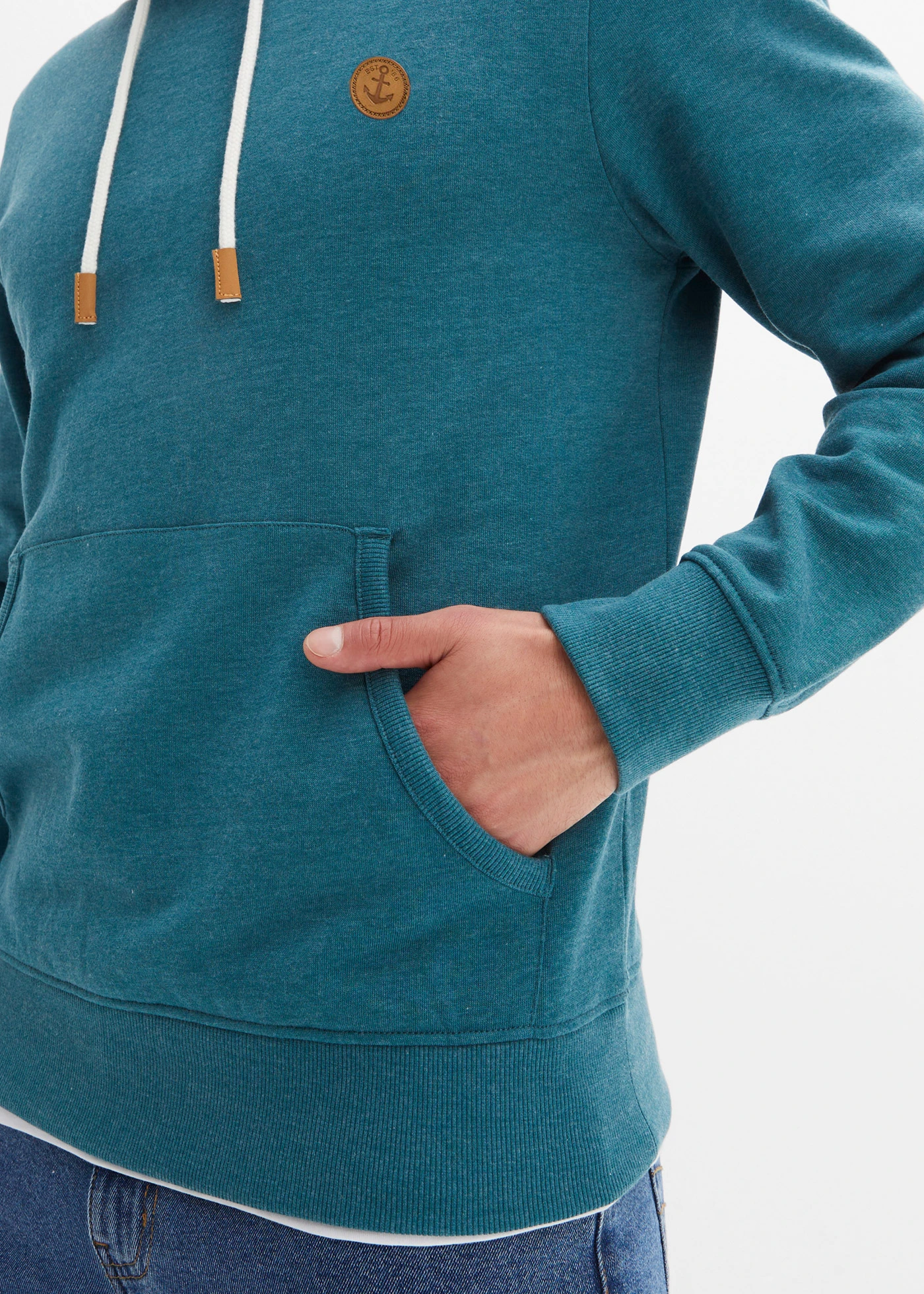 Sweat à capuche • vert foncé chiné • Boutique bonprix