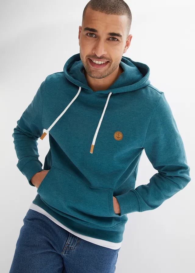 Sweat à capuche, Couleur: vert foncé chiné