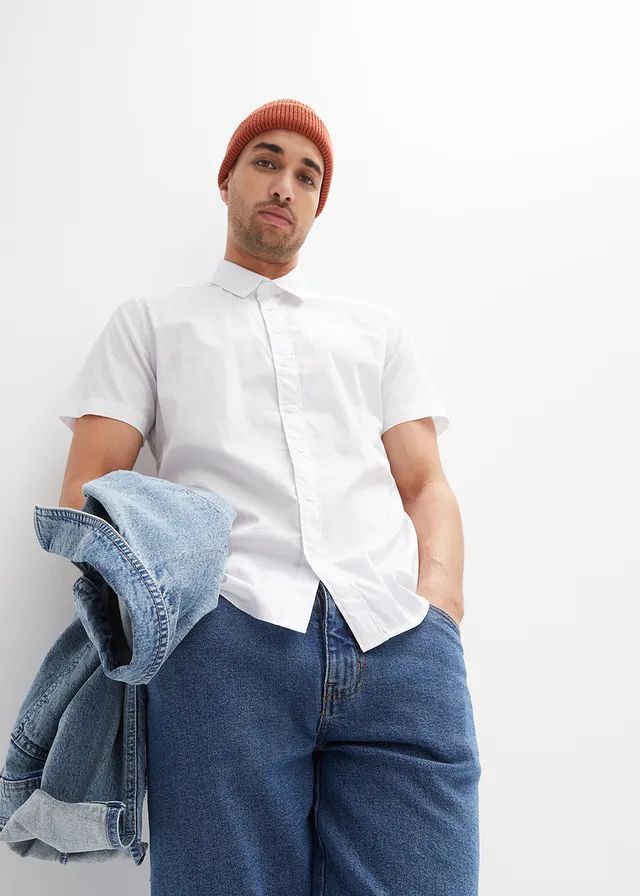 Chemise manches courtes extensible, slim • blanc • product-page.page-title-suffix