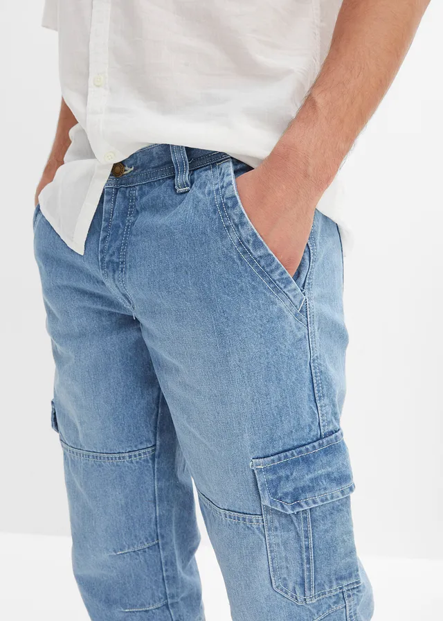 Regular fit 3/4 cargo jeans, straight • lichtblauw denim • product-page.page-title-suffix