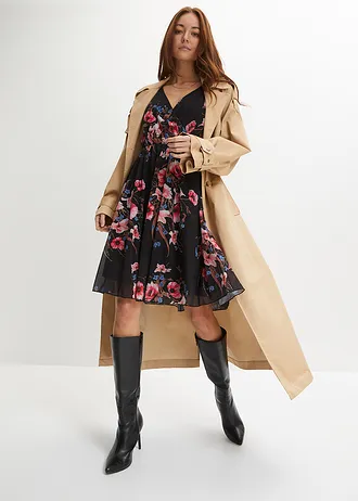 Mesh mini jurk, Kleur: zwart gebloemd