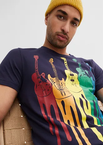 Tričko Slim Fit, z čistej bavlny • tmavomodrá potlačená • obchod bonprix