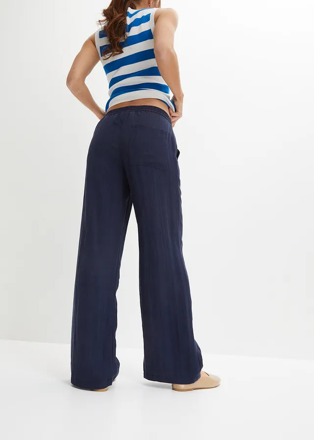 Pantalon large à pinces, taille élastiquée • bleu foncé • product-page.page-title-suffix