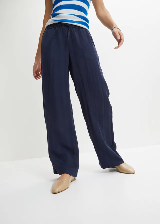 Pantalon large à pinces, taille élastiquée • bleu foncé • product-page.page-title-suffix