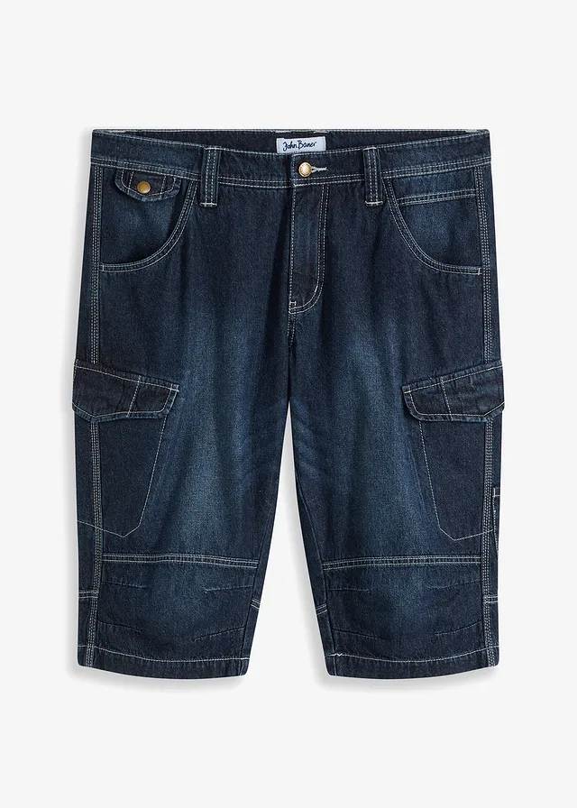Bermude cargo lungi și ușoare de blugi, Relaxed Fit