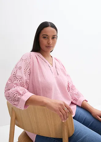 Tuniek van luchtige mousseline, Kleur: theeroze