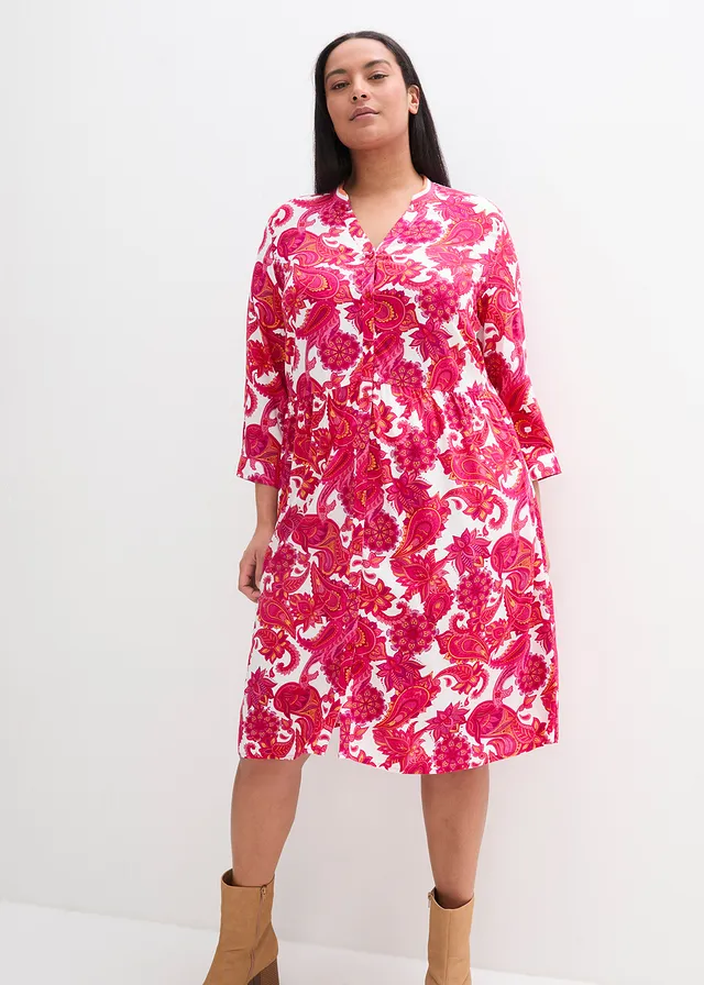 Robe-chemise en viscose fluide, Couleur: pink lady