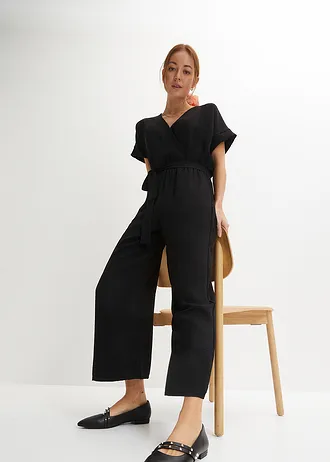 Jumpsuit, korte mouw • zwart • bonprix online shop