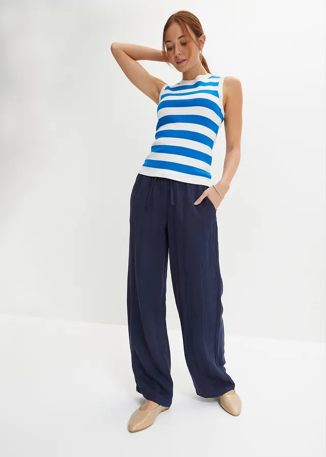 Pantalon large à pinces, taille élastiquée • bleu foncé • product-page.page-title-suffix