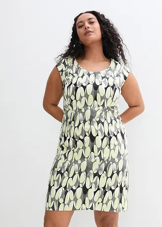 Gedessineerde kokerjurk, Kleur: lichtlimoen gedessineerd