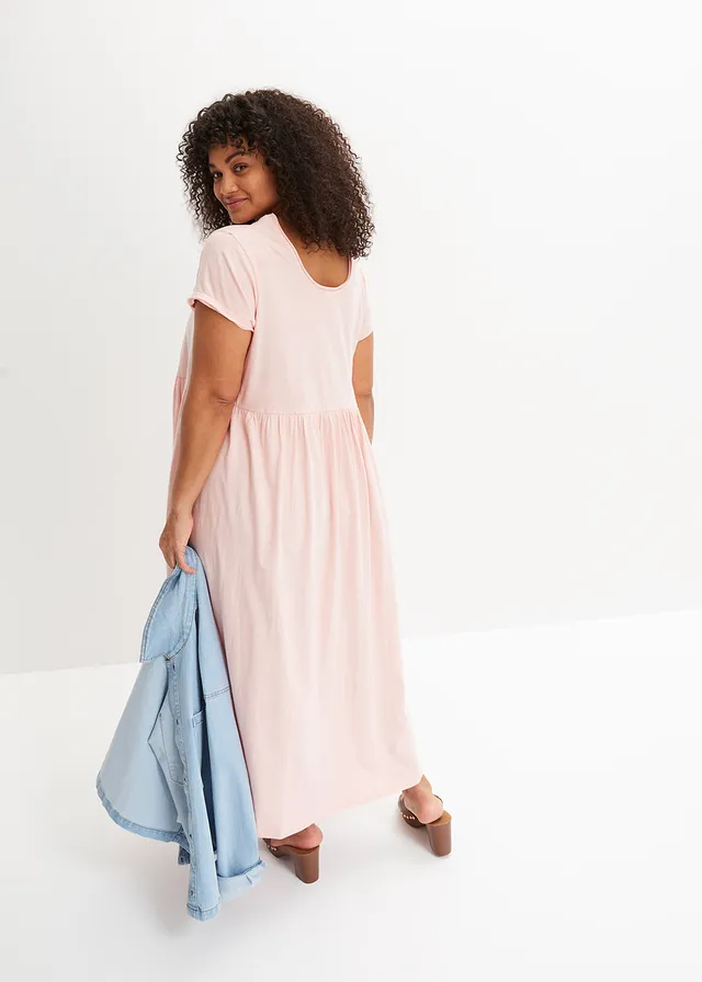 Robe midi 100% coton, Couleur: rose bonbon