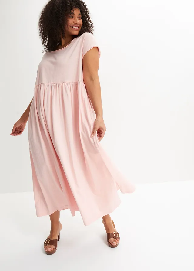 Robe midi 100% coton, Couleur: rose bonbon