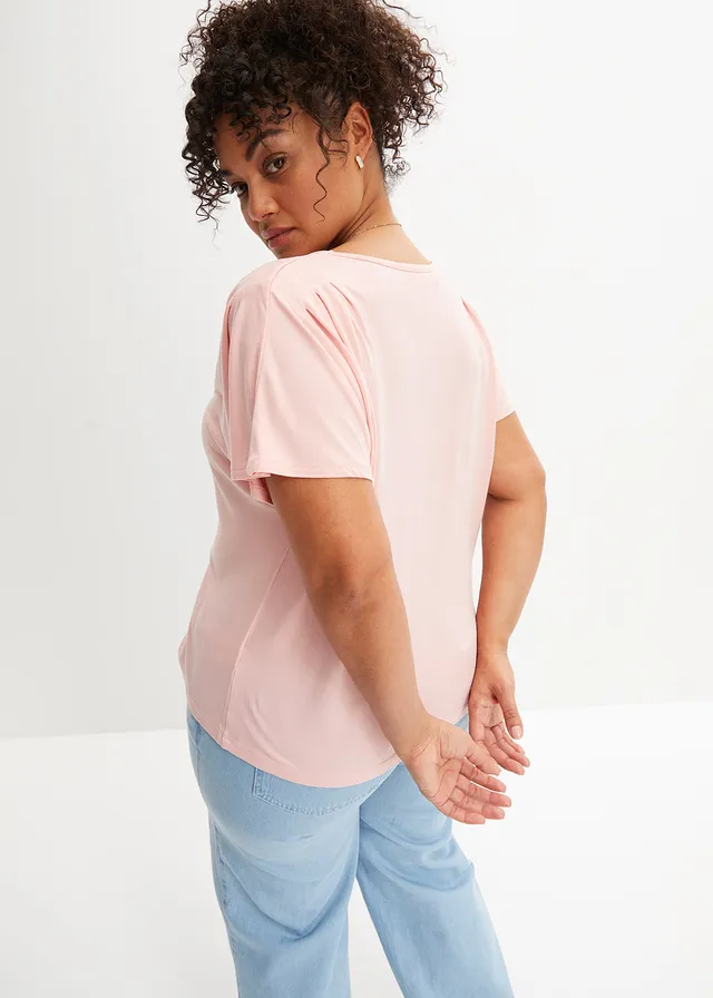 T-shirt à fronces, Couleur: rose bonbon