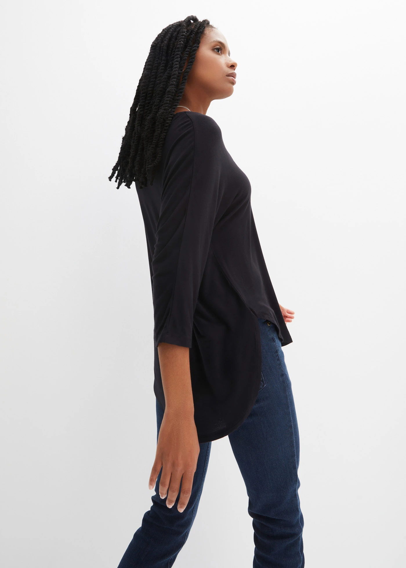 Shirt in een mix van viscose en elastan • zwart • bonprix online shop