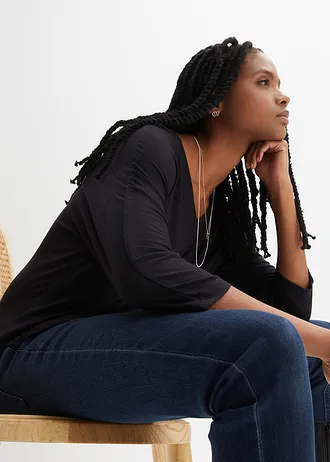 Shirt in een mix van viscose en elastan • zwart • bonprix online shop