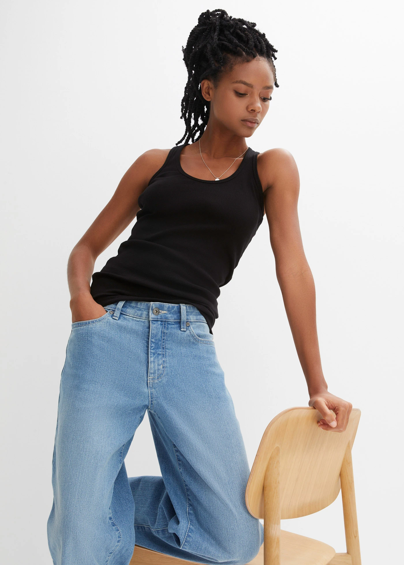 Žebrované tílko z čisté organické bavlny (2 ks v balení) • černá + šedý melír • bonprix obchod