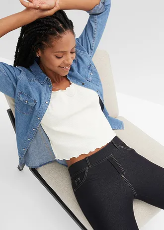 Legíny v džínsovom vzhľade • čierna stone • obchod bonprix