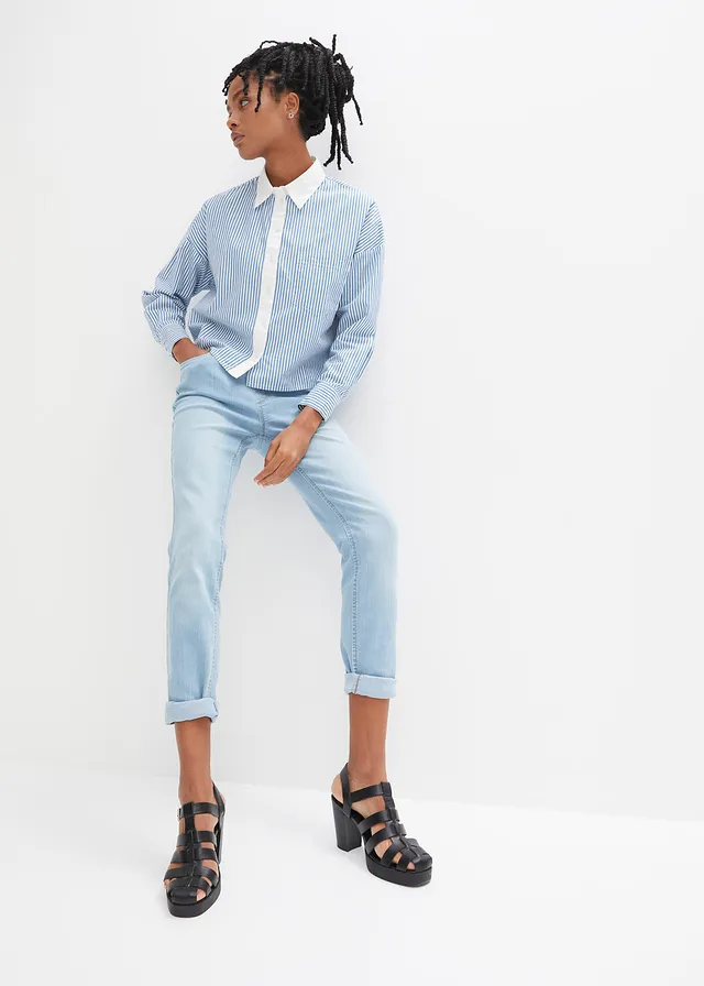 Skinny jegging mid waist met comfortband • middelblauw denim • product-page.page-title-suffix