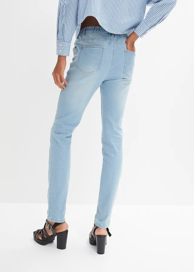 Skinny jegging mid waist met comfortband • middelblauw denim • product-page.page-title-suffix