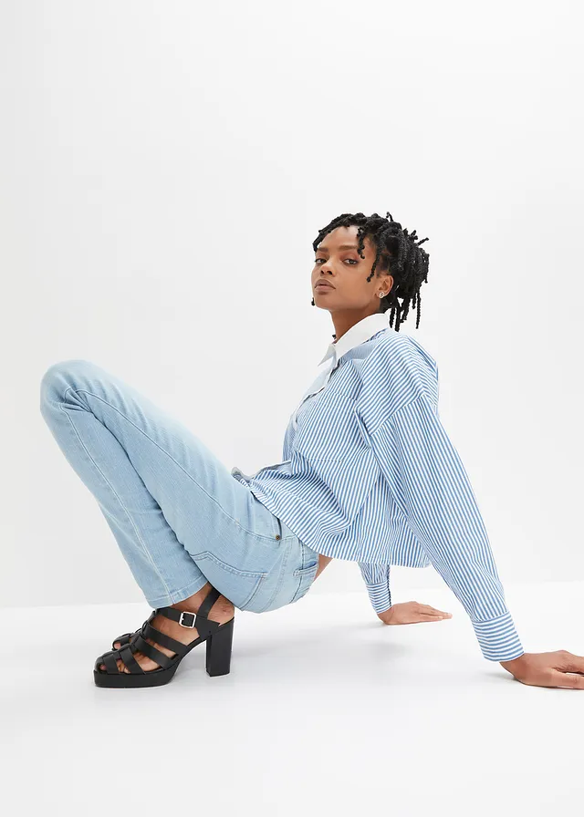 Skinny jegging mid waist met comfortband • middelblauw denim • product-page.page-title-suffix