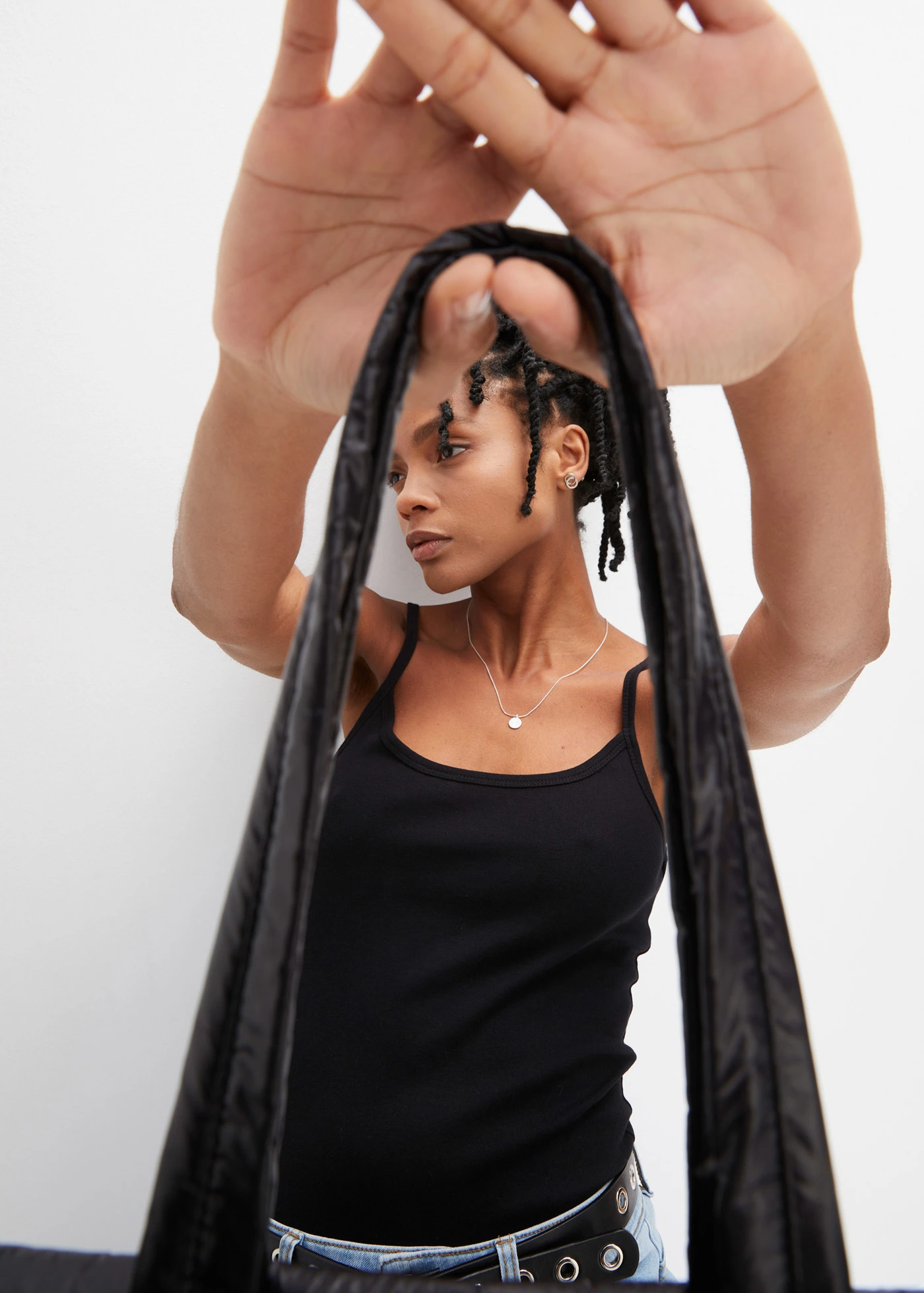 Spaghetti top van katoen (set van 2) • wit+zwart • bonprix online shop