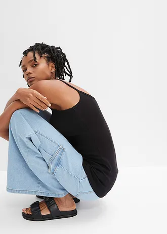 Spaghetti top van katoen (set van 2) • wit+zwart • bonprix online shop