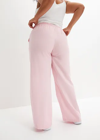 Pantalon palazzo en lin mélangé, Couleur: rose thé