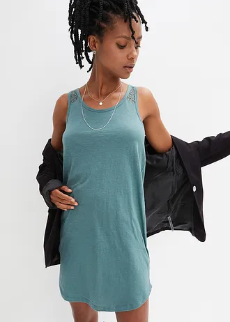 Robe en jersey coton avec dentelle • gris vert • Boutique bonprix