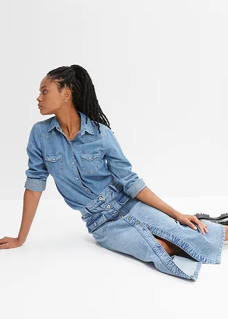 Džínová sukně s našitými kapsami • světle modrý denim • bonprix obchod