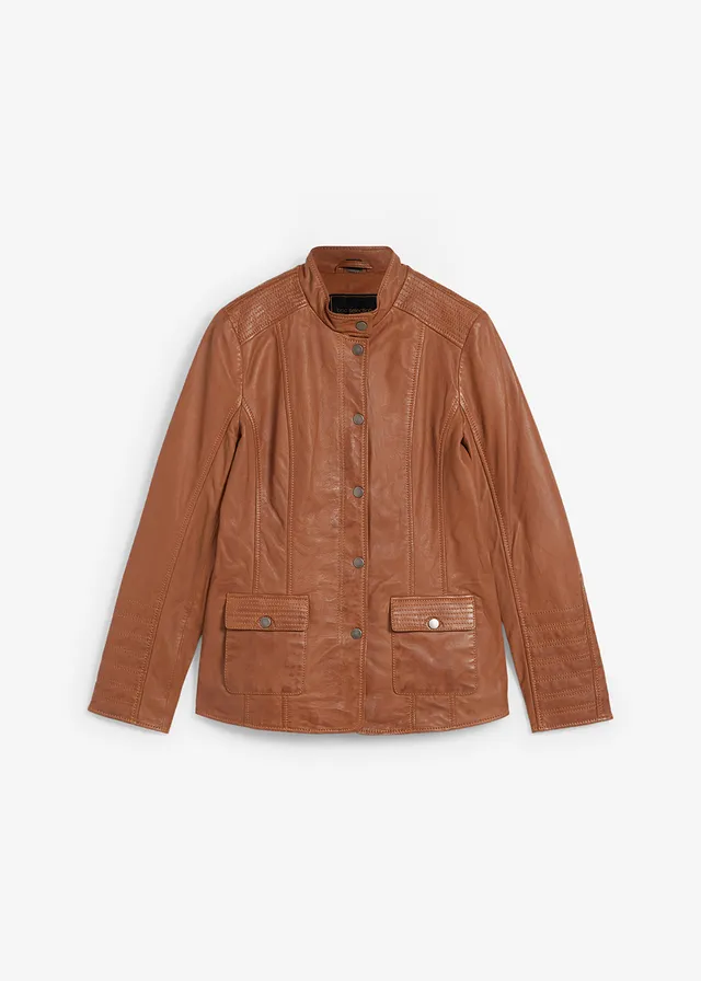 Veste en cuir nappa d’agneau, Couleur: cognac
