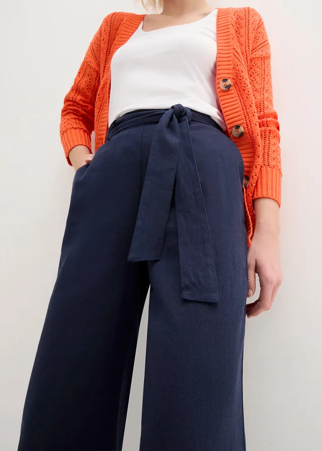 Culotte in een lichte linnenmix • donkerblauw • product-page.page-title-suffix