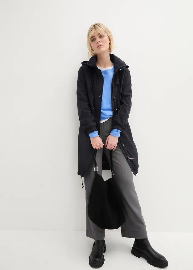 Parka-trench avec grandes poches, Couleur: noir