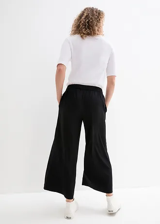 Pantaloni culotte largi din viscoză fluidă • negru • magazin bonprix