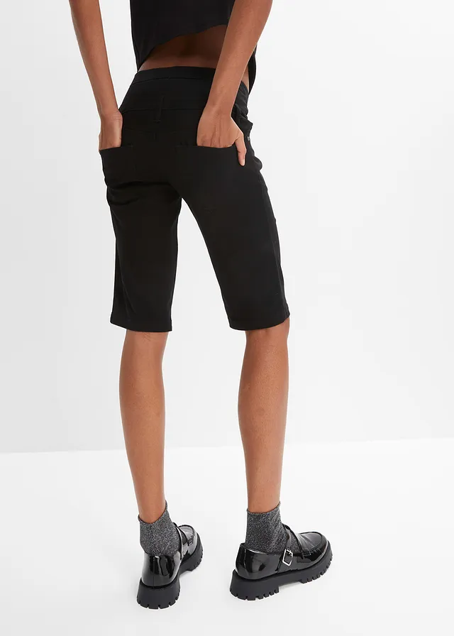Bermuda en coton extensible, Couleur: noir