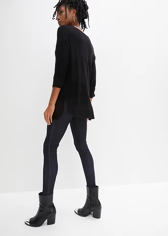 Sweter z cienkiej dzianiny z rękawami 3/4 • czarny • sklep bonprix