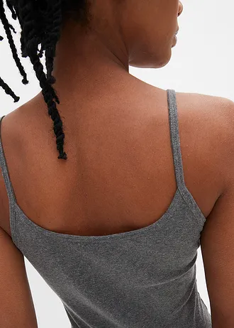 Lot de 2 tops à bretelles spaghetti • noir + gris chiné • Boutique bonprix