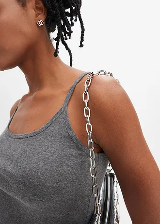 Lot de 2 tops à bretelles spaghetti • noir + gris chiné • Boutique bonprix