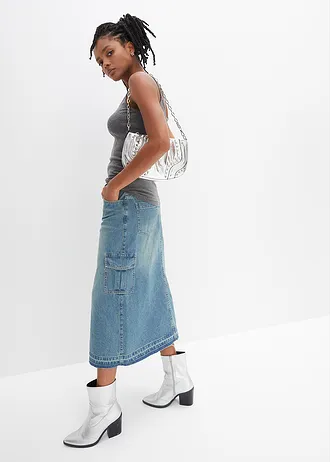 Spaghetti top van katoen (set van 2), Kleur: zwart+grijs gemêleerd