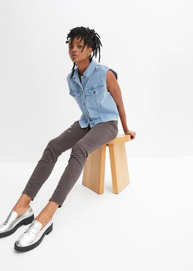 Twill broek van elastische katoenmix, Kleur: antraciet used
